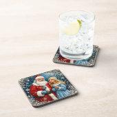 Der Weihnachtsmann und der Schnee Mainen im Winter Getränkeuntersetzer (Rechte Seite)