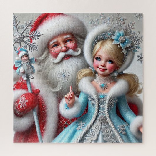 Der Weihnachtsmann und der Schnee Mainen im Winter Puzzle (Vertikal)