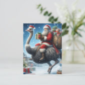 Der Weihnachtsmann und der Strauß Postkarte (Stehend Vorderseite)