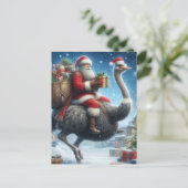 Der Weihnachtsmann und der Strauß Postkarte (Stehend Vorderseite)