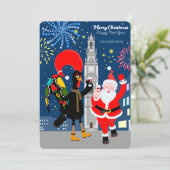 Der Weihnachtsmann und der Toast zum Neujahr Karte (Stehend Vorderseite)