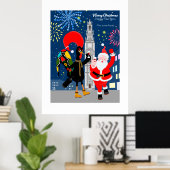 Der Weihnachtsmann und der Toast zum Neujahr Poster (Heimbüro)
