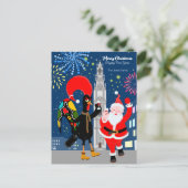 Der Weihnachtsmann und der Toast zum Neujahr Postkarte (Stehend Vorderseite)