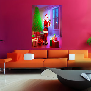 Der Weihnachtsmann und der Weihnachtsbaum   AI Art Poster