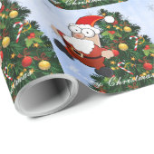 Der Weihnachtsmann und der Weihnachtsbaum Geschenkpapier (Rolleneckpunkt)