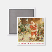 Der Weihnachtsmann und die Elfen am Nordpol Magnet (Vorderseite/Rückseite)