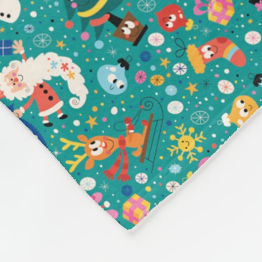 Der Weihnachtsmann und die Freundinnen Muster Fleecedecke (Ecke)