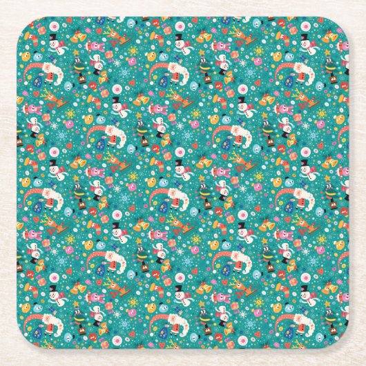 Der Weihnachtsmann und die Freundinnen Muster Rechteckiger Pappuntersetzer (Vorderseite)