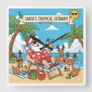 Der Weihnachtsmann und die Reindeers Tropical Geta Quadratische Wanduhr