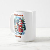 Der Weihnachtsmann und Rentier im Schneewald Kaffeetasse (Vorderseite Links)