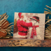 Der Weihnachtsmann und Schneemann im Schnee Fotoplatte (Seite)