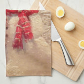 Der Weihnachtsmann und Schneemann im Schnee Geschirrtuch (Viertel Falte)