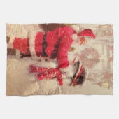 Der Weihnachtsmann und Schneemann im Schnee Geschirrtuch (Horizontal)