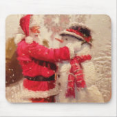 Der Weihnachtsmann und Schneemann im Schnee Mousepad (Vorne)