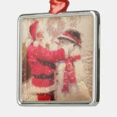 Der Weihnachtsmann und Schneemann im Schnee Ornament Aus Metall (Links)