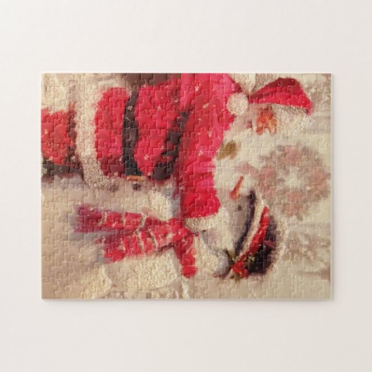 Der Weihnachtsmann und Schneemann im Schnee Puzzle (Horizontal)