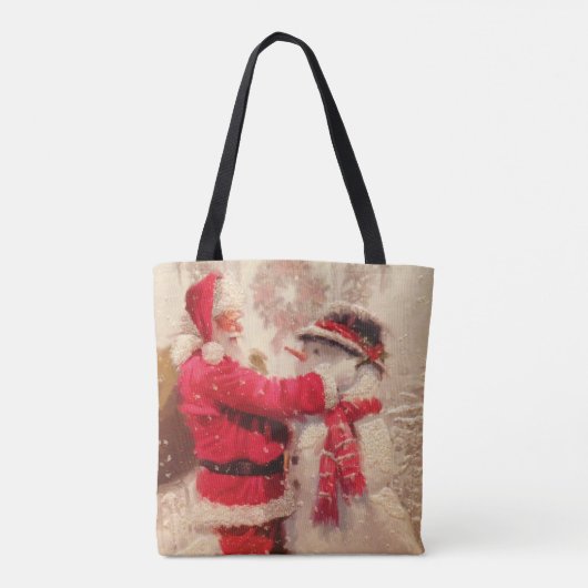 Der Weihnachtsmann und Schneemann im Schnee Tasche (Rückseite)