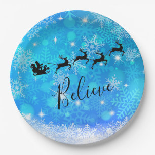 Der Weihnachtsmann und sein fliegender Rentier - G Pappteller