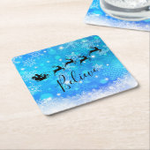 Der Weihnachtsmann und sein fliegender Rentier - G Rechteckiger Pappuntersetzer (angewinkelt)