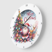Der Weihnachtsmann und sein Reindefreund Große Wanduhr (Winkel)