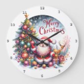 Der Weihnachtsmann und sein Reindefreund Große Wanduhr (Vorderseite)