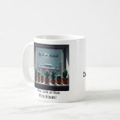 Der Weihnachtsmann und sein Rentierfenster bleiben Kaffeetasse