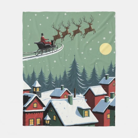 Der Weihnachtsmann und sein Schlitten Fleecedecke (Vorderseite)