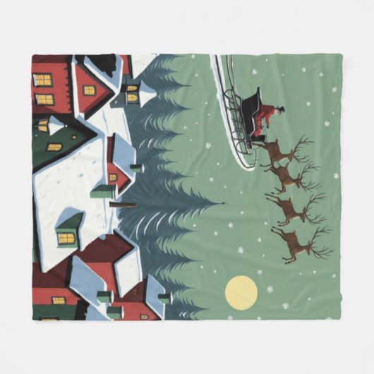 Der Weihnachtsmann und sein Schlitten Fleecedecke (Vorderseite (Horizontal))