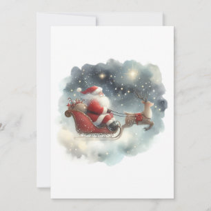Der Weihnachtsmann und sein Schlitten in der nächt