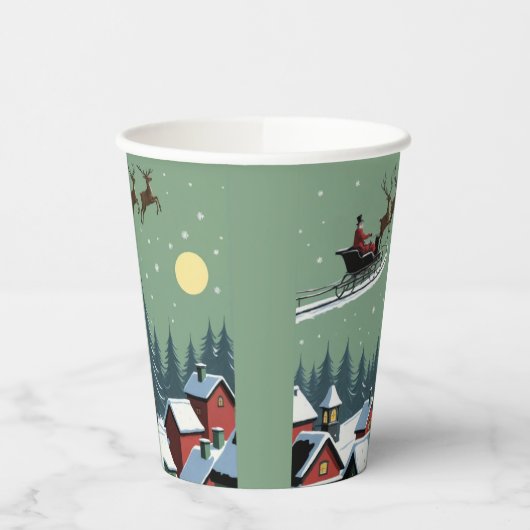 Der Weihnachtsmann und sein Schlitten Pappbecher (Links)