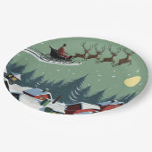 Der Weihnachtsmann und sein Schlitten Pappteller (Schrägansicht)