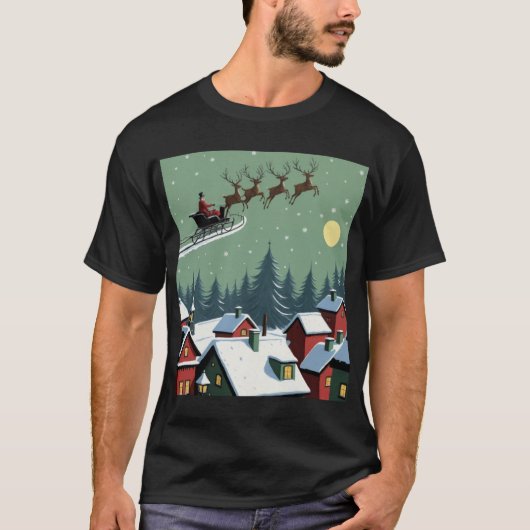 Der Weihnachtsmann und sein Schlitten T-Shirt (Vorderseite)