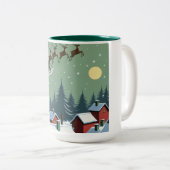 Der Weihnachtsmann und sein Schlitten Zweifarbige Tasse (VorderseiteRechts)
