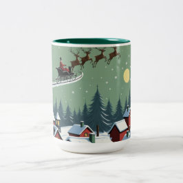 Der Weihnachtsmann und sein Schlitten Zweifarbige Tasse