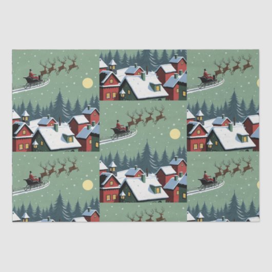 Der Weihnachtsmann und sein Schlittenwackelpapier Seidenpapier (Vorderseite)