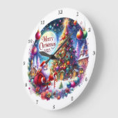 Der Weihnachtsmann und sein Weihnachtsbaum Große Wanduhr (Winkel)