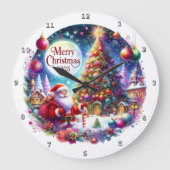 Der Weihnachtsmann und sein Weihnachtsbaum Große Wanduhr (Vorderseite)