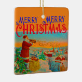 Der Weihnachtsmann und sein Weihnachtshorn Keramikornament (Rechts)