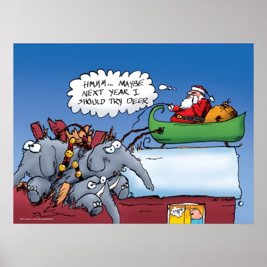 Der Weihnachtsmann und seine Elefanten Funny Carto Poster (Vorne)