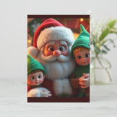 Der Weihnachtsmann und seine Elfen Feiertagskarte (Stehend Vorderseite)