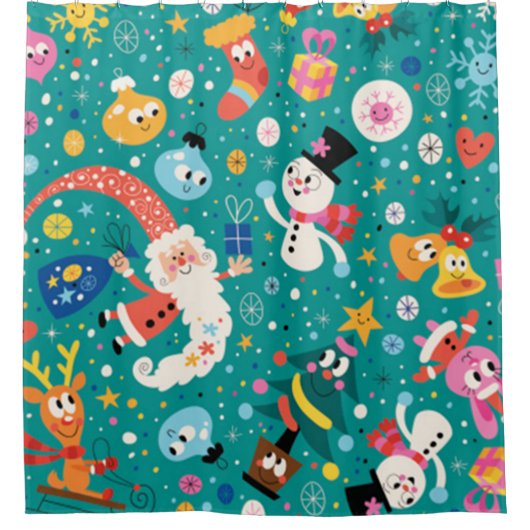 Der Weihnachtsmann und seine frohen Freunde Duschvorhang (Vorderseite)