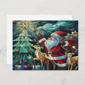 Der Weihnachtsmann und seine Rentierzauber Postkarte (Vorne/Hinten)