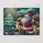 Der Weihnachtsmann und seine Rentierzauber Postkarte (Vorderseite)