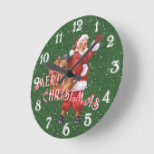Der Weihnachtsmann und seine Spielzeugtasche - fro Runde Wanduhr (Winkel)