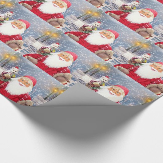 Der Weihnachtsmann und Weihnachten gibt dem amerik Geschenkpapier (Ecke)