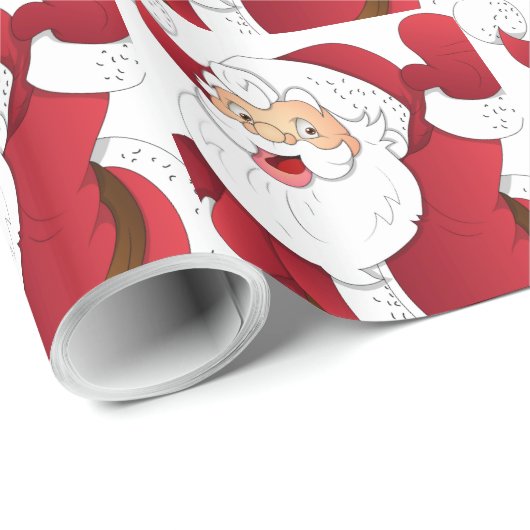 Der Weihnachtsmann verpackt Papier. Geschenkpapier (Rolleneckpunkt)