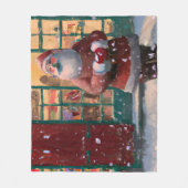 Der Weihnachtsmann vor dem Spielzeugladen Kunst Fleecedecke (Vorderseite)