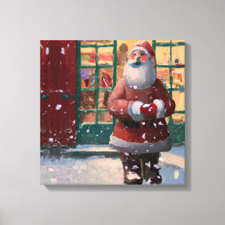 Der Weihnachtsmann vor dem Spielzeugladen Kunst Leinwanddruck
