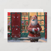 Der Weihnachtsmann vor dem Spielzeugladen Kunst Postkarte (Vorne/Hinten)