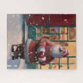 Der Weihnachtsmann vor dem Spielzeugladen Kunst Puzzle (Horizontal)